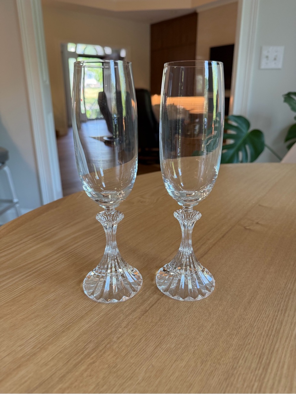 Mikasa "The Ritz" Crystal Champagne Flute Glasses- Discontinued Vintage Set of 2